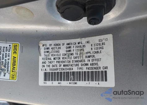 2013 Acura Tl 3.7 from USA, damaged, VIN 19UUA9F23DA004864